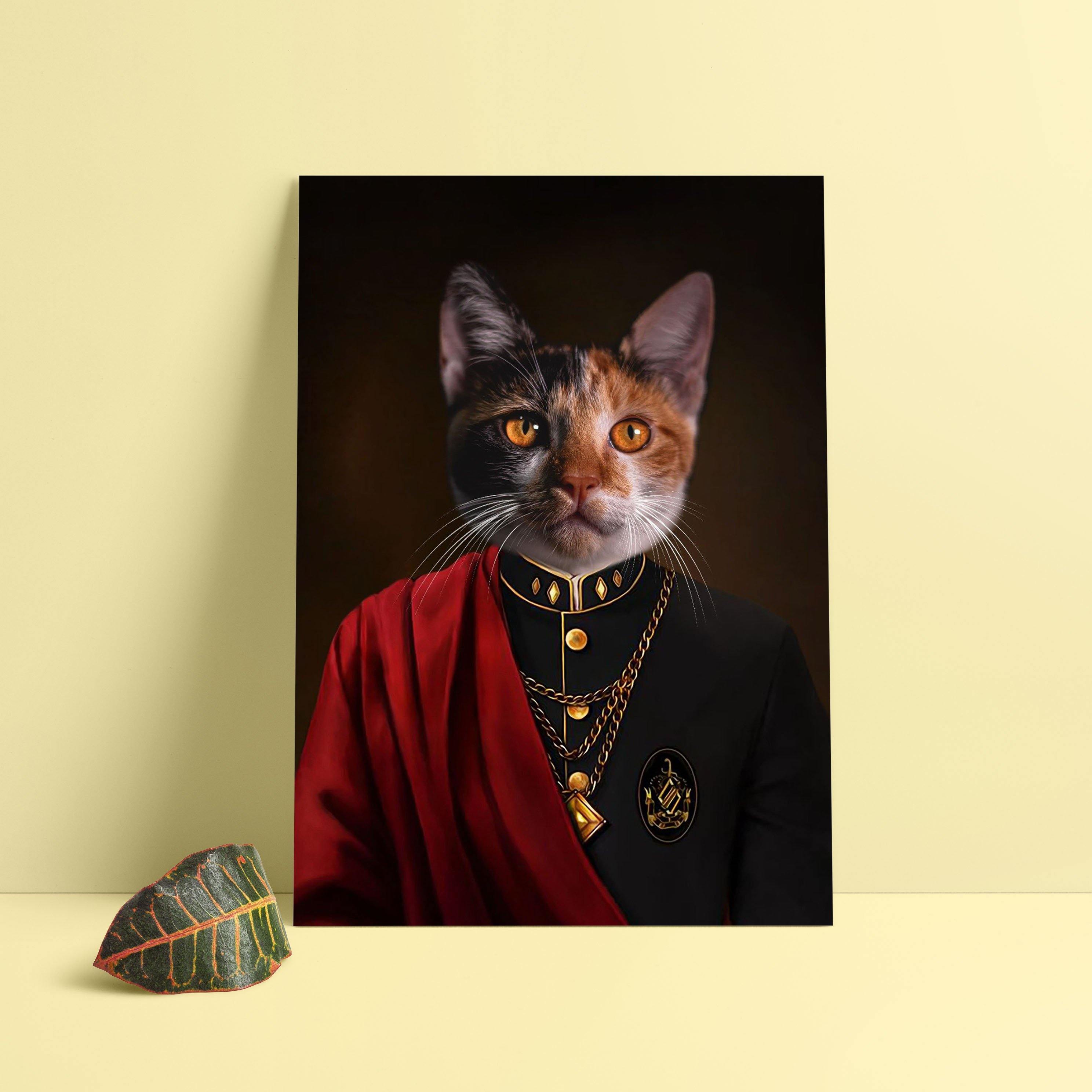 Kişiye özel kedi portresi The Count kanvas tablo