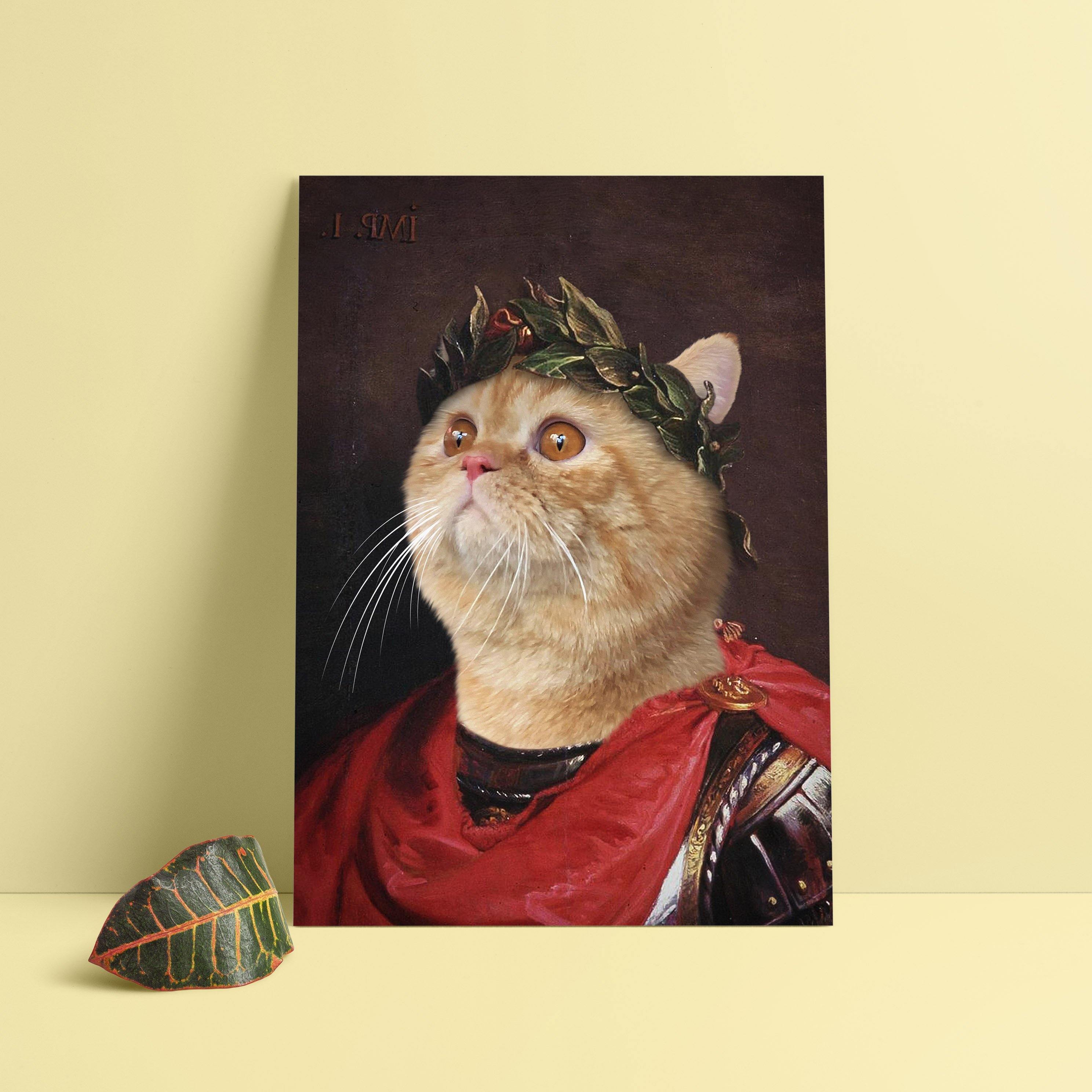 Rönesans esintili kedi portresi The Great Caesar kanvas tablo
