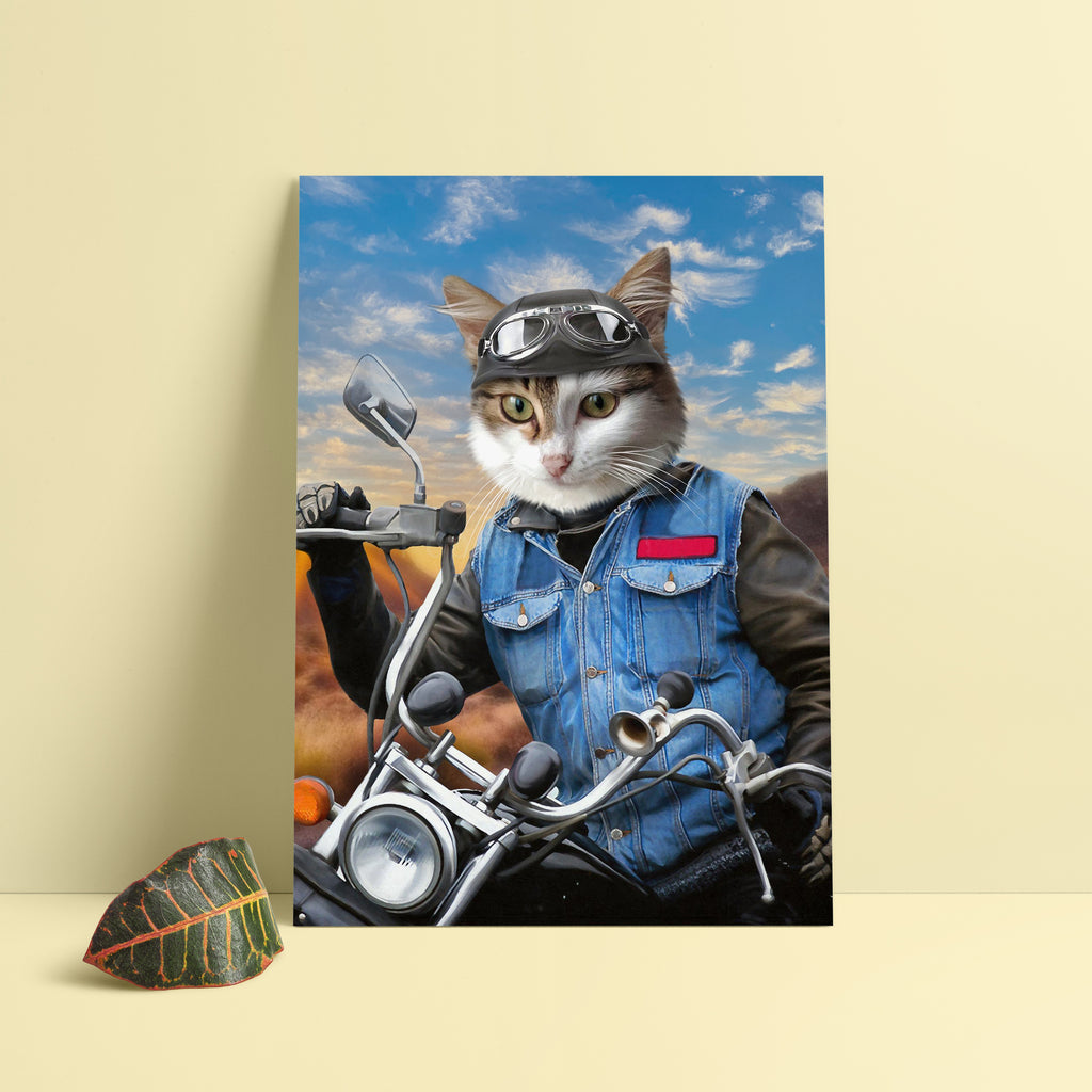 Motorcu kedi tablosu en eğlenceli hediye fikri. Kişiye özel kedi tablosu yaptırmak artık çok kolay.